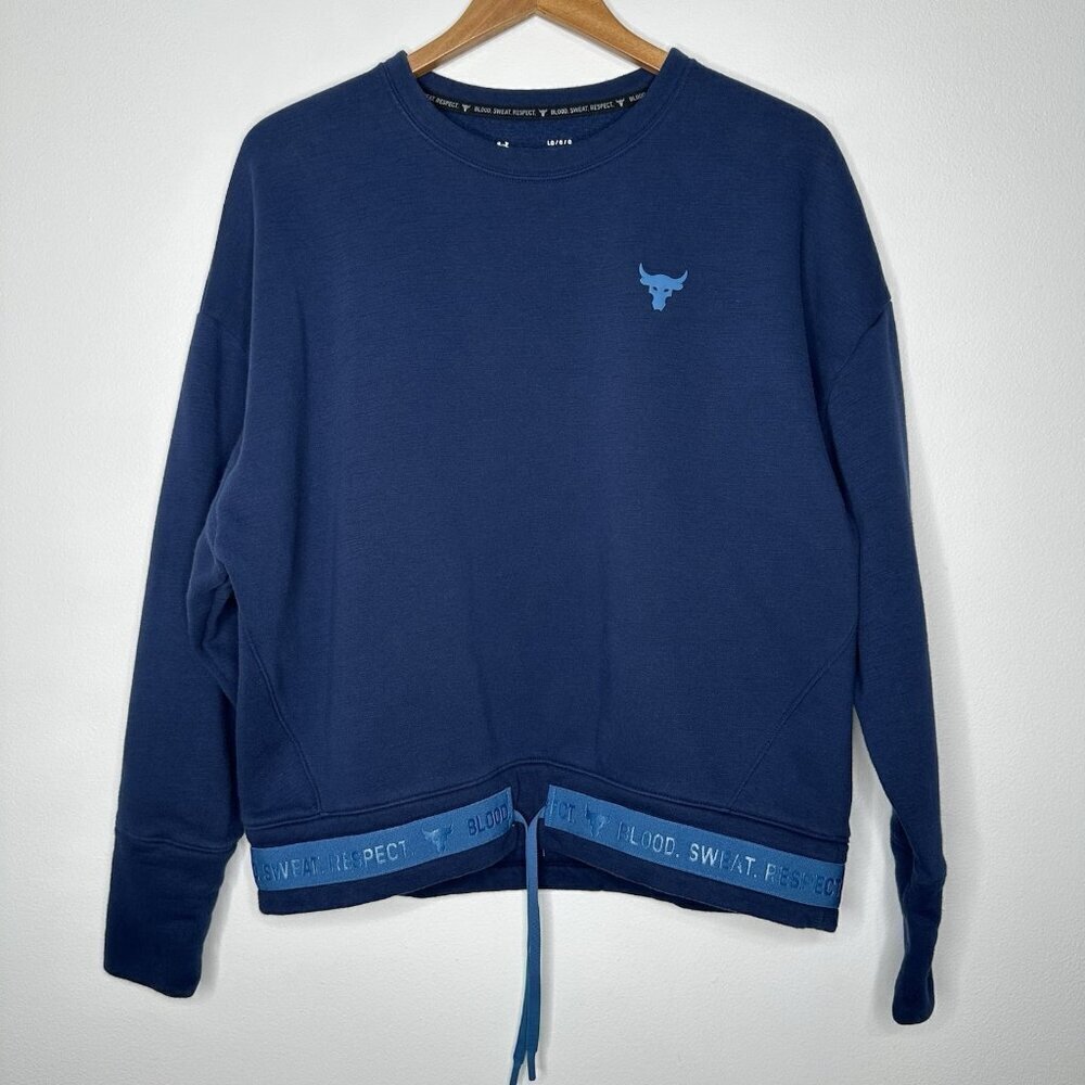 Under Armour Project Rock Sweatshirt Size L Blue Crew Neck Charge Cotton‎